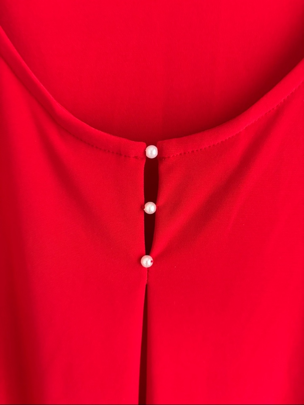 DKNY Red Sleeveless Pleat-Front Tank with Button Detail - Picture 5 of 5